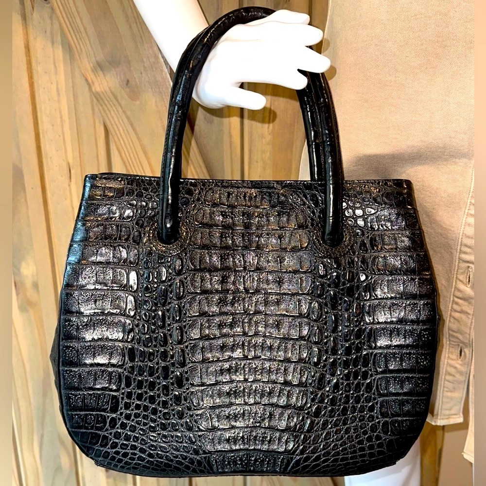 Stunning like NEW Black genuine hornback Crocodile bag $3500 alligator